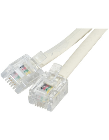 Cordon téléphonique RJ11 / RJ11 ivoire - 2 m